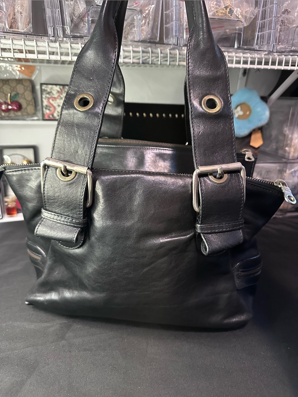 RARE Chloé F/W 2003 Phoebe Philo Era Black Leather Buckle Camera Bag Vintage Y2K - Picture 7 of 12